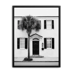 Palm House Noir coastal artwork for modern living room decor