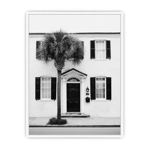 Palm House Noir coastal artwork for modern living room decor