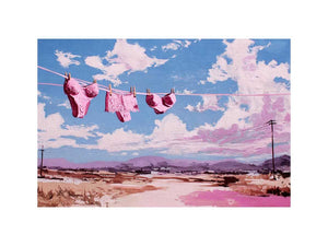 Pink Sky Laundry coastal artwork for modern living room decor