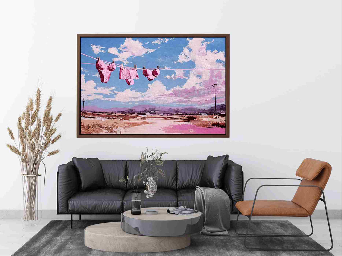 Pink Sky Laundry coastal artwork for modern living room decor