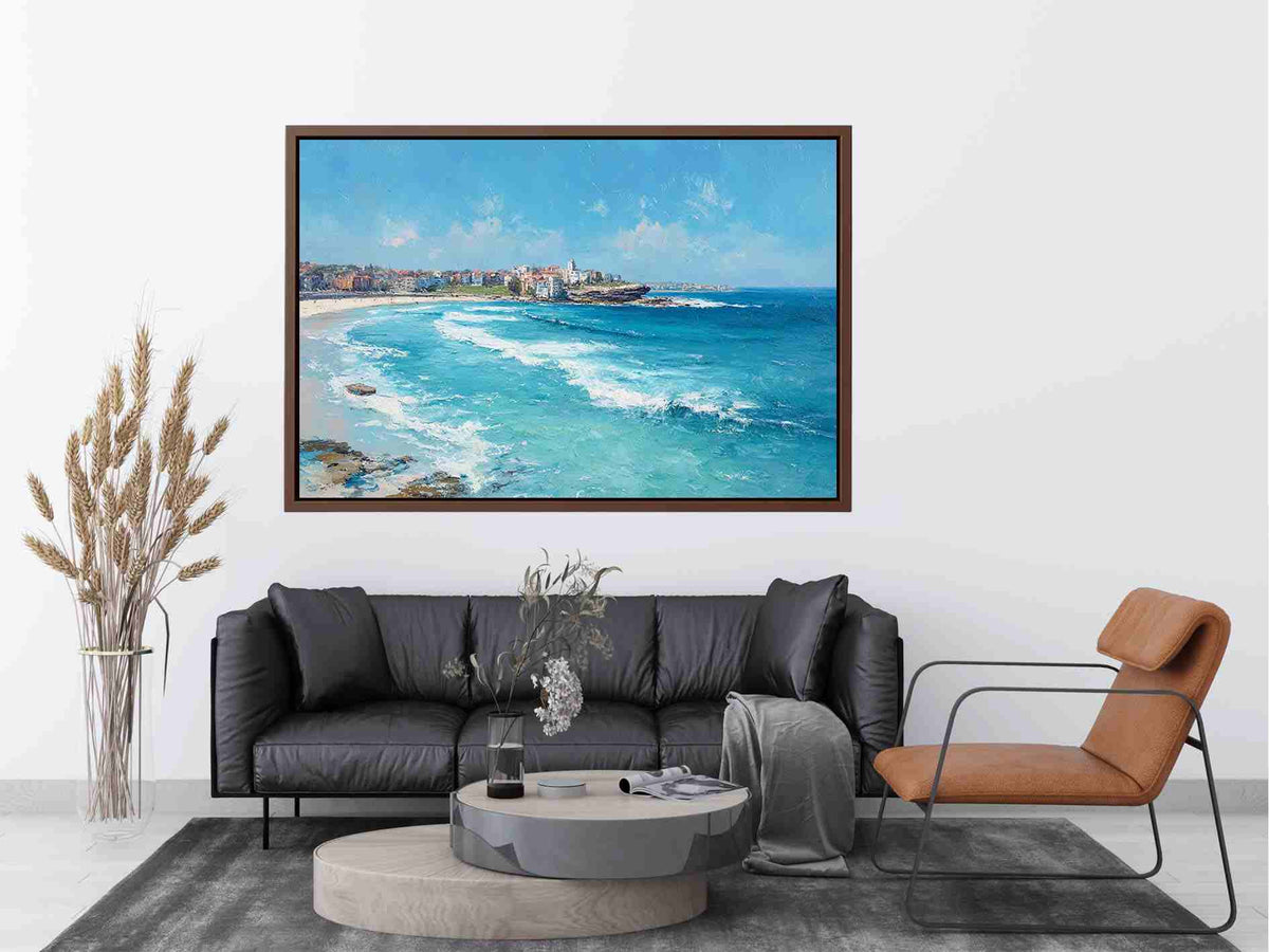 Bondi Blue Escape coastal artwork for modern living room decor