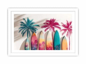 Tropical Surf Dreams coastal artwork for modern living room decor