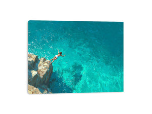 Turquoise Leap coastal artwork for modern living room decor