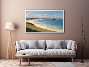 Golden Coast Panorama coastal artwork for modern living room decor