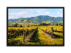 Vineyard and mountains artwork for elegant living room decor
