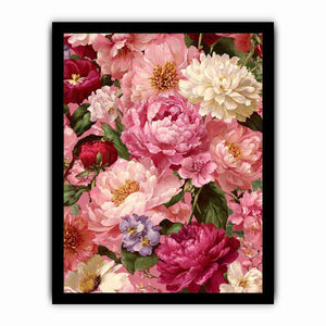 Pink peony floral canvas art for elegant bedroom and living room decor.