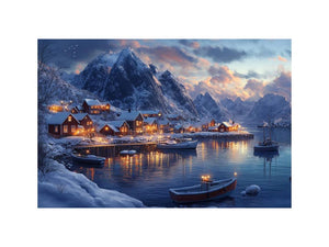 Nordic Harbor Lights artwork for modern living room decor