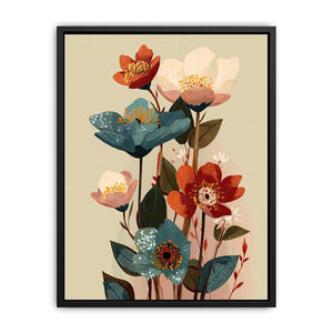 Modern floral botanical artwork with elegant blossoms for contemporary living room decor