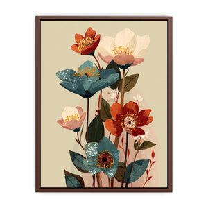 Modern floral botanical artwork with elegant blossoms for contemporary living room decor