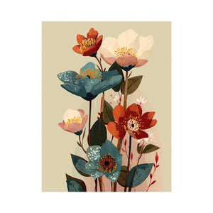 Modern floral botanical artwork with elegant blossoms for contemporary living room decor