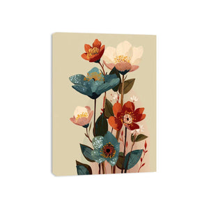 Modern floral botanical artwork with elegant blossoms for contemporary living room decor