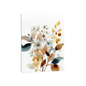 Neutral watercolor floral botanical canvas art for modern living room decor