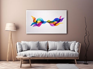 Colorful abstract wave canvas art for modern living room and office decor