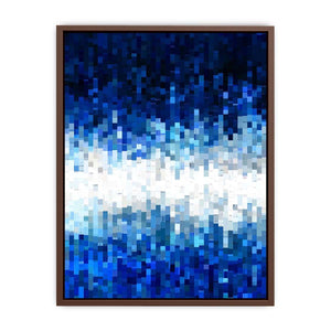 Blue pixel abstract canvas art for modern office and contemporary living room decor
