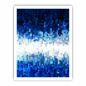 Blue pixel abstract canvas art for modern office and contemporary living room decor