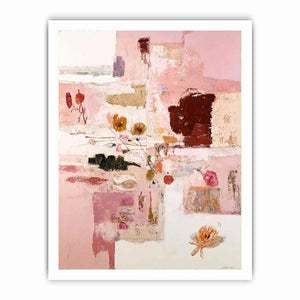 Soft pink abstract botanical canvas art for elegant bedroom decor