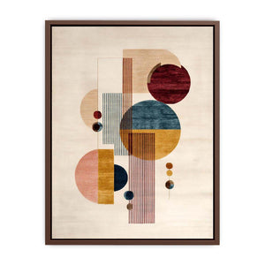 Modern geometric canvas art with circles and neutral tones for office decor