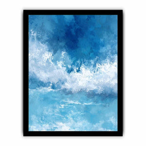 Blue ocean wave canvas art for coastal bedroom and living room decor