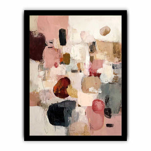 Abstract blush and neutral geometric canvas art for modern living room decor