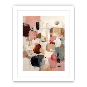 Abstract blush and neutral geometric canvas art for modern living room decor