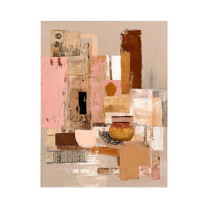 Neutral abstract blocks with warm gold accents canvas art for modern decor