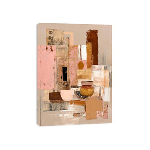 Neutral abstract blocks with warm gold accents canvas art for modern decor