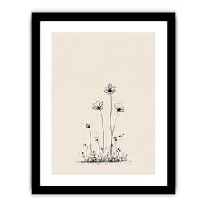 Minimalist wildflower line art for Scandinavian bedroom and office decor