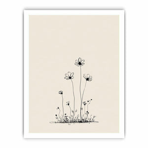 Minimalist wildflower line art for Scandinavian bedroom and office decor