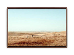 Prairie landscape photography with golden grass and fence for modern farmhouse decor