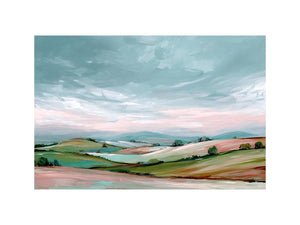 Rolling countryside landscape canvas art with open sky for modern home decor