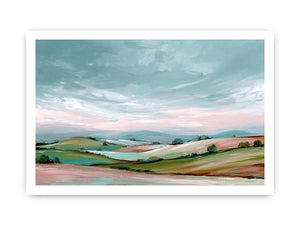 Rolling countryside landscape canvas art with open sky for modern home decor