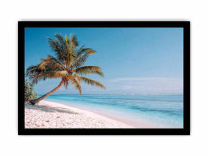 Tropical palm tree beach canvas art for coastal living room decor