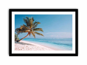 Tropical palm tree beach canvas art for coastal living room decor
