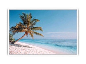 Tropical palm tree beach canvas art for coastal living room decor