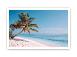 Tropical palm tree beach canvas art for coastal living room decor