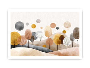 Abstract woodland trees artwork in neutral tones for modern bedroom decor