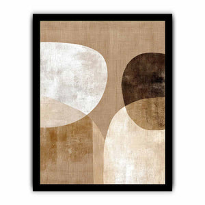Neutral abstract canvas art with earthy circles and textured shapes for modern living room decor.