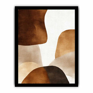 Earthy neutral abstract canvas art with layered brown organic shapes for modern bedroom decor.