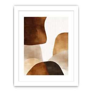 Earthy neutral abstract canvas art with layered brown organic shapes for modern bedroom decor.