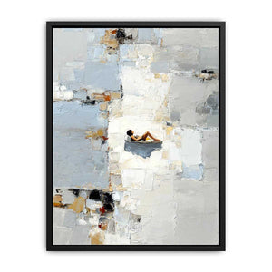 Figurative abstract canvas art with reclining woman for serene bedroom decor.