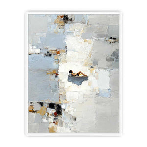 Figurative abstract canvas art with reclining woman for serene bedroom decor.