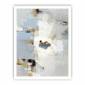Figurative abstract canvas art with reclining woman for serene bedroom decor.