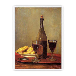 Still Life: Two Glass of Red Wine by Albert Anker Framed Print