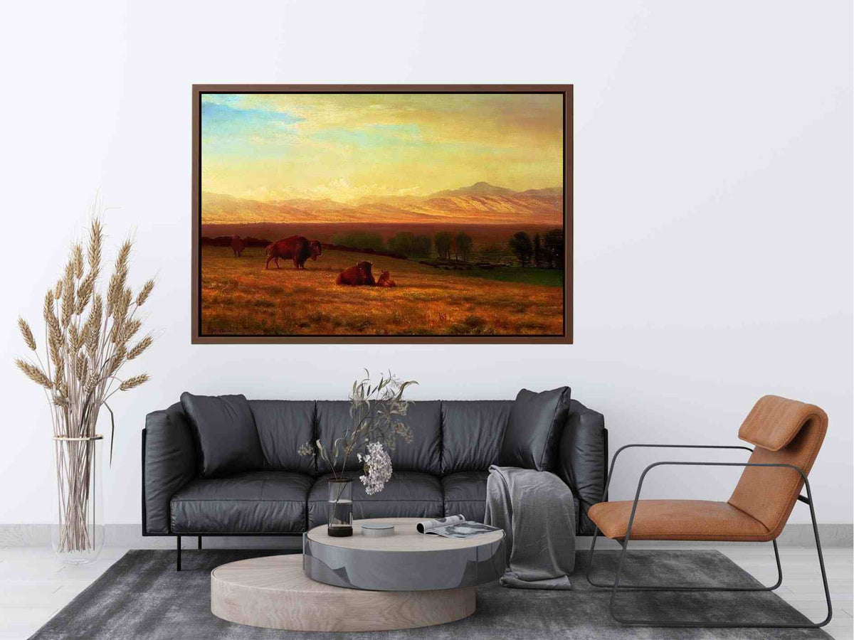 Buffalo on the Plains, c.1890 by Albert Bierstadt Painting