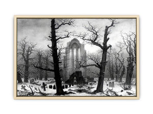 Monastery Graveyard In The Snow Art Print