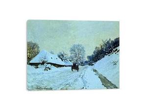A Cart On The Snow Covered Road With Saint Simeon Farm by Claude Monet Painting