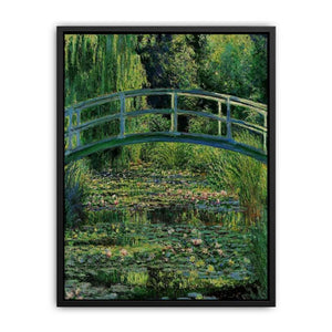 Bridge Over Rose Water Lily Pond Canvas Print