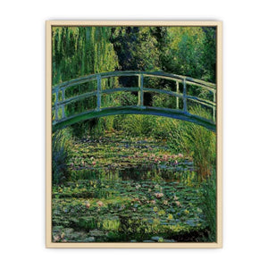 Bridge Over Rose Water Lily Pond Art Print