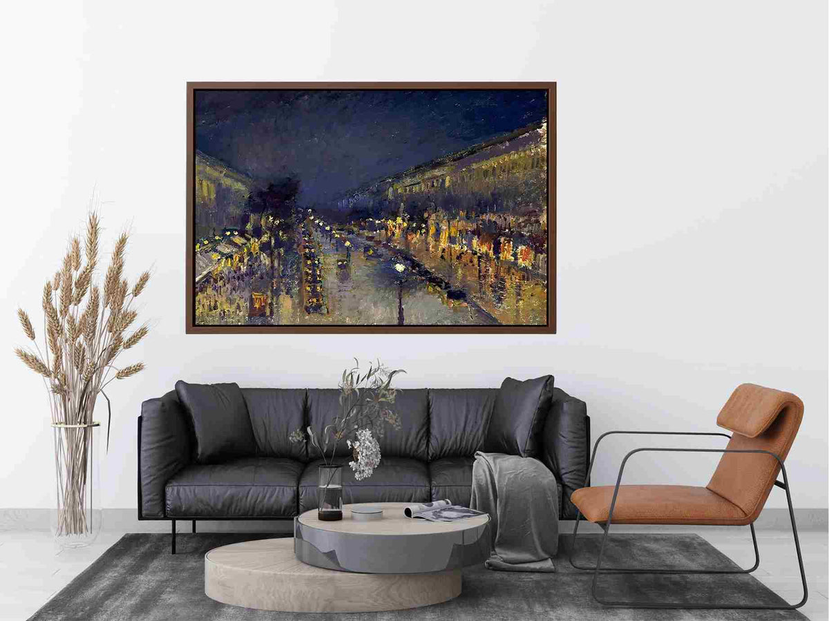 Boulevard Montmartre; Night Effect by Camille Pissarro Painting
