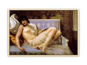 Jeune femme denudée sur canape (Young woman naked on a settee) Art Print